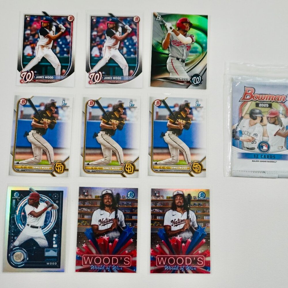 9x James Wood Bowman 1st RC Insert SP Lot Washingon Nationals ROY?